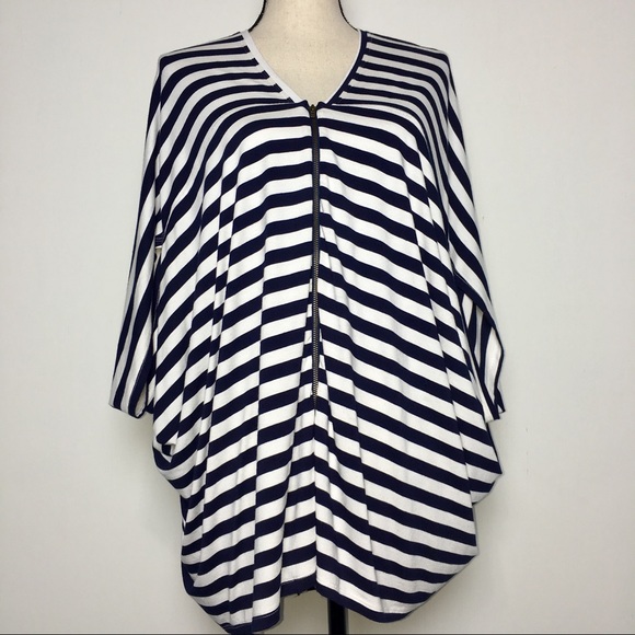 Nicole Miller Tops - Nicole Miller Artelier Navy Cocoon Zip Top (S)